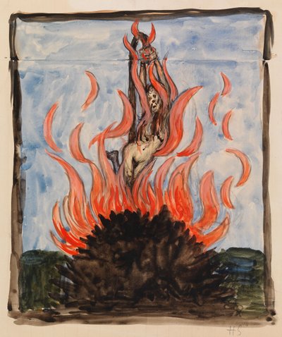 The Witch at the Stake by Hugo Simberg