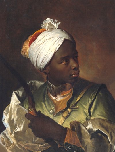 Portrait of a black man holding a bow, c.1697 by Hyacinthe Francois Rigaud