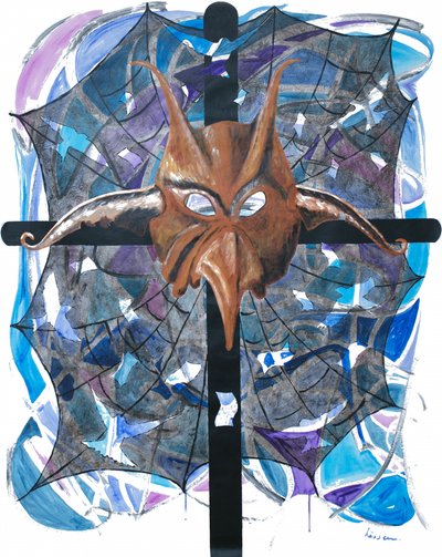 Ominous Horned Mask Cross by Ida Publishing