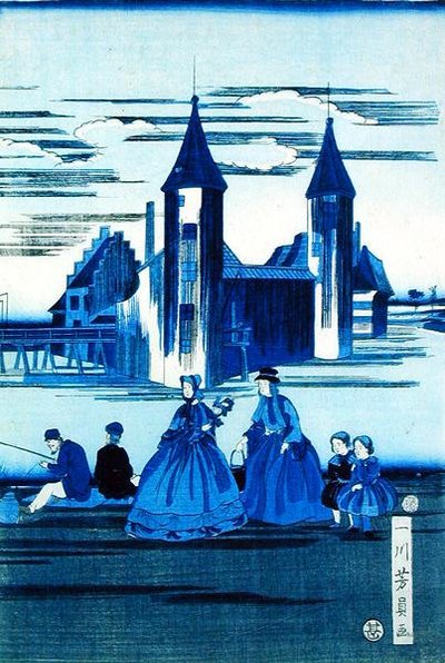 Two Ladies with Two Children by Idikawa Yoshikadzu
