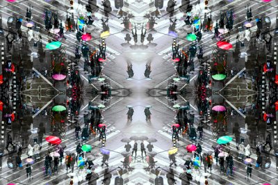 Colorful Umbrellas City Symmetry by Igor Shrayer