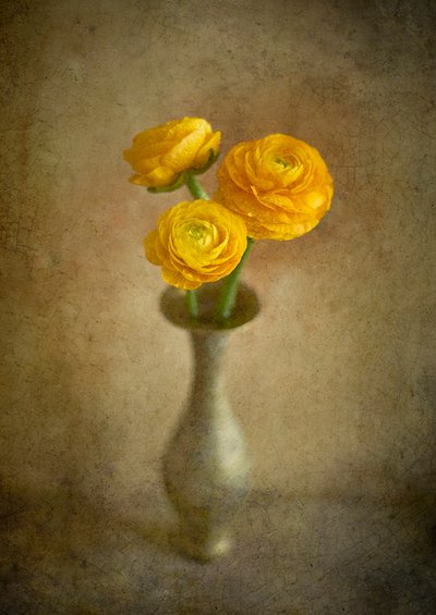 Golden Ranunculus Vase by Igor Tokarev