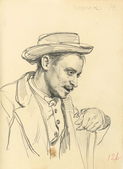 Man with a Hat in Profile by Ilya Efimovich Repin