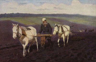 Russian Writer Leo Tolstoy Ploughing in the Fields by Ilya Efimovich Repin