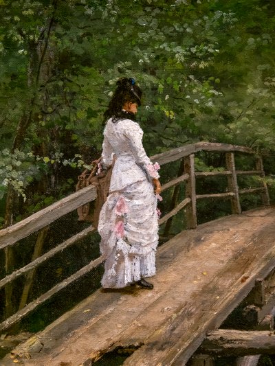 Summer Landscape. Vera Repine on a Small Bridge in Abramtsevo by Ilya Efimovich Repin