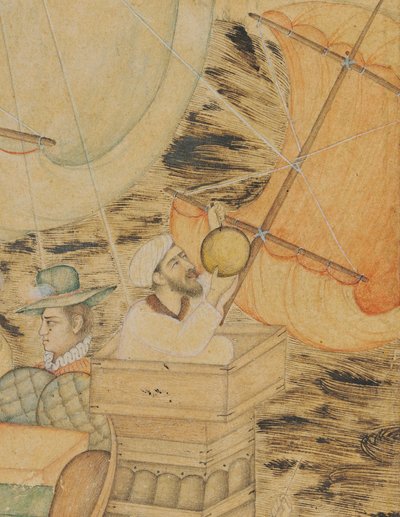 A Caravel Attacked by a Sea Monster, Mughal India, c.1590 by Indian School
