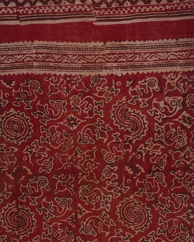 Block-printed textile for export trade with geese, lotus bud and rosette pattern, Indian, c.1500 (detail) by Indian School