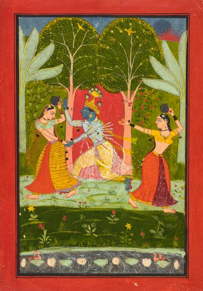 Krishna Exacts a Toll from the Gopis, c.1660 by Indian School