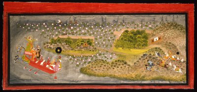 Maharana Jagat Singh II hawking and boar hunting by Indian School