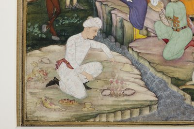 Picnicking in the course of a hunt (detail) by Indian School
