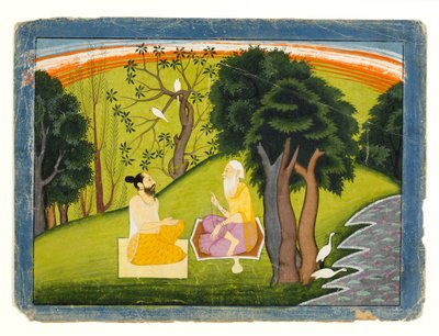 Two Sages in Discussion in a Landscape by Indian School