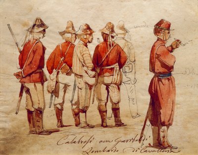 Calabrian army soldiers during Expedition of the Thousand by Ippolito Caffi