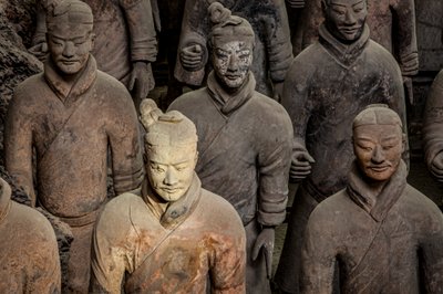 Scenes of the various warriors in the Pit 1 area at the Terra Cotta Warrior Museum by Ira Block