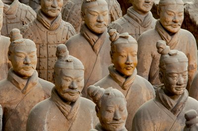 Scenes of the various warriors in the Pit 1 area at the Terra Cotta Warrior Museum by Ira Block