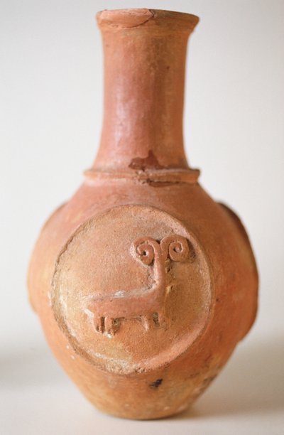 Pot with a relief of a ram, from Siyah-kuh, Iran, AD 700 by Iranian School
