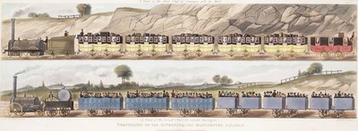 A Train of the First Class of Carriages with the Mail & A Train of the Second Class for Outside Passengers by Isaac (after) Shaw