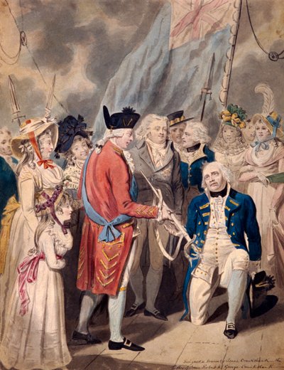 George III Presenting a Sword to Admiral Earl Howe by Isaac Cruikshank