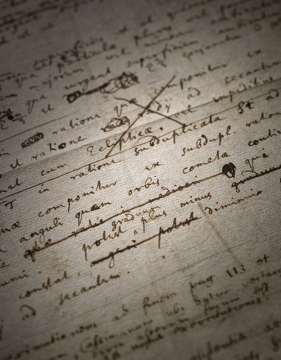 Two pages of revisions to the Principia Mathematica by Isaac Newton