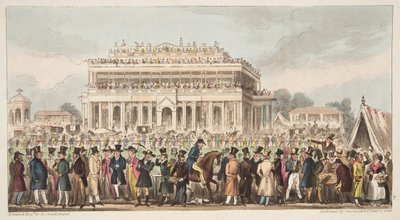 Doncaster Race Course during the Great St. Leger Race, 1824, from The English Spy by Isaac Robert Cruikshank