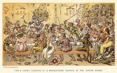 Tom and Jerry Larking at a Masquerade Supper, at the Opera House by Isaac, Robert and George Cruikshank