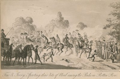 Tom and Jerry Sporting Their Bits of Blood Among the Pinks in the Rotten Row by Isaac, Robert and George Cruikshank