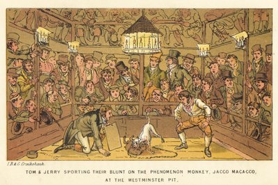 Tom and Jerry Sporting Their Blunt on the Phenomenon Monkey, Jacco Macacco, at the Westminster Pit by Isaac, Robert and George Cruikshank
