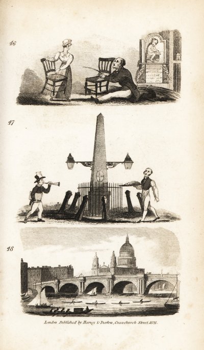 Chair-mender, News Boy, Flying Pieman and Blackfriar’s Bridge by Isaac Taylor