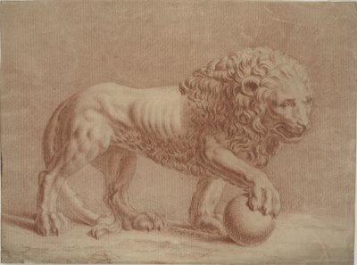 Lion Turned to the Right with His Right Paw on a Globe by Isaac Taylor