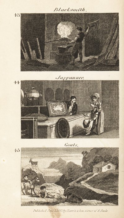 Trades in Regency England: Blacksmith, Japanner and Goats by Isaac Taylor