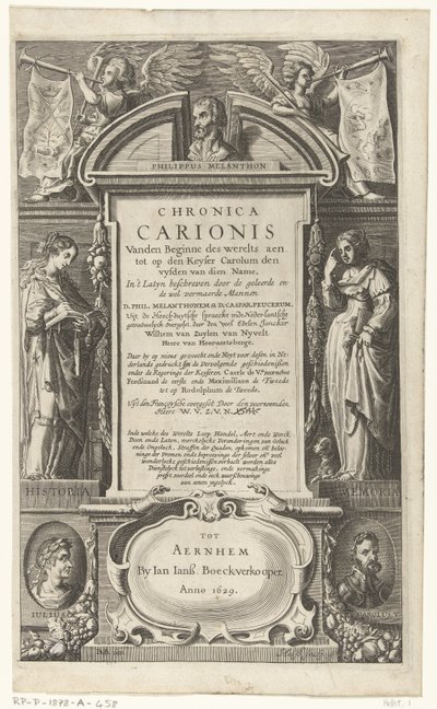 Title Page for Chronica Carionis by P. Melanchthon (Chronica Carionis from the Beginning of the World to Emperor Charles) by Isaeck van Aelst