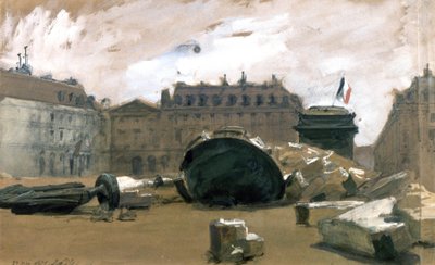 Commune of Paris: the toppled Vendome column by Isidore Pils