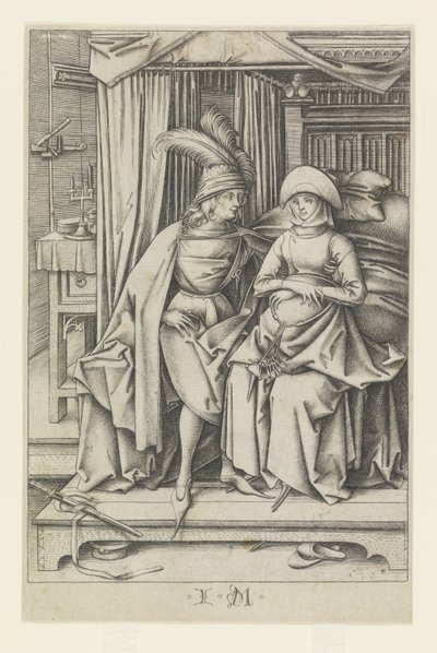 Couple Seated on a Bed, from Scenes of Daily Life by Israhel van Meckenem