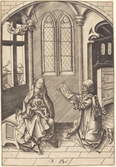 Saint Luke Drawing a Portrait of the Virgin by Israhel van Meckenem