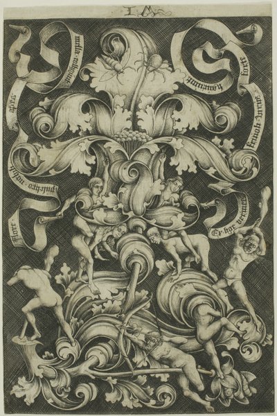 Ornament with Flower and Eight Wild Folk by Israhel van Meckenem the younger