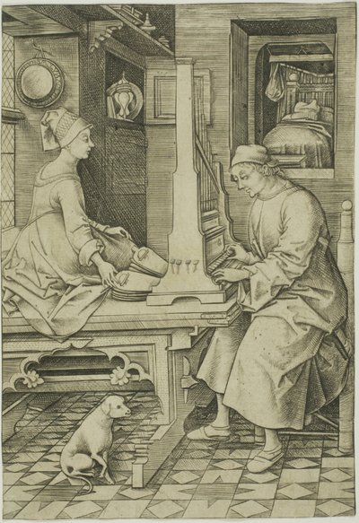 The Organ Player and His Wife by Israhel van Meckenem the younger