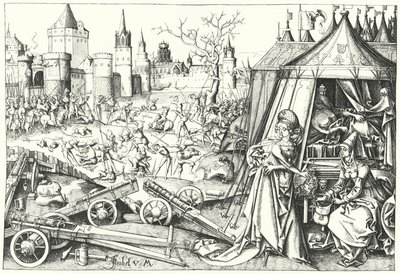 The Beheading of Assyrian General Holofernes by Israelite Judith of Bethulia, from the Poem Judith by Israhel van the Elder Meckenem