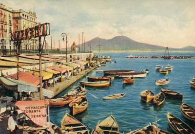 Naples: Santa Lucia with Vesuvius by Italian Photographer