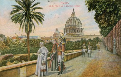 Pope Pius X in the gardens of the Vatican, Rome by Italian Photographer