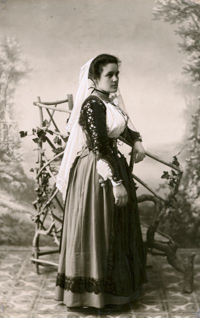 Woman Wearing Traditional Dress, Sardinia, Italy, ca 1910 by Italian Photographer