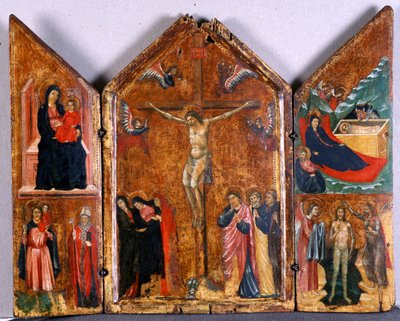 Altar Triptych with the Crucifixion and Other Scenes by Italian School