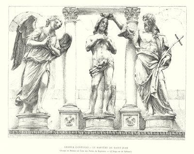 Andrea Contucci, The Baptism of Saint John, Bronze Group on One of the Baptistery Doors, The Angel by Spinazzi (engraving) by Italian School