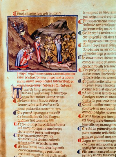 Dante and Virgil in the Circle of the Hypocrites, with Caiaphas Crucified on the Ground, from the Divine Comedy (the Inferno) by Italian School