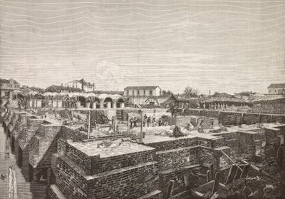 Cistern of the new aqueduct in Venice, Italy, engraving from L