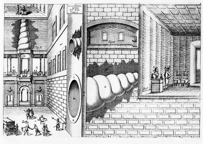 Device for listening to conversation in a piazza, illustration from Musurgia Universalis by Athanasius Kircher published in Rome, 1650 by Italian School
