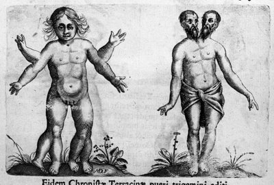 Different types of human monsters. Engraving from 