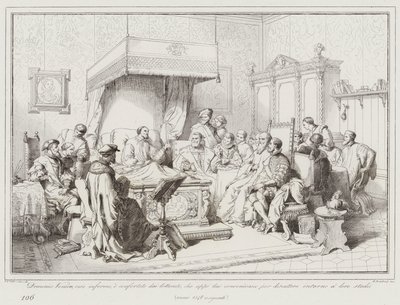 Domenico Veniero, rendered infirm, is comforted by the literati who gathered around him by Italian School