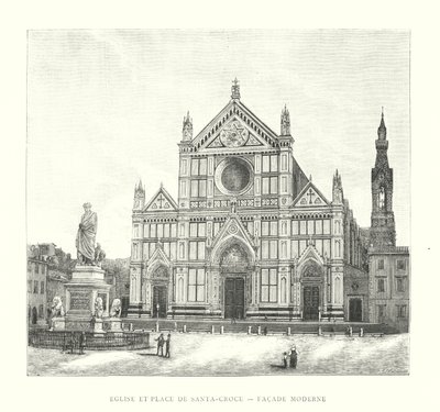 Church and Square of Santa Croce, Modern Facade (engraving) by Italian School