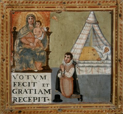 Ex-Voto Depicting a Man Thanking the Virgin for Being Healed from an Illness by Italian School