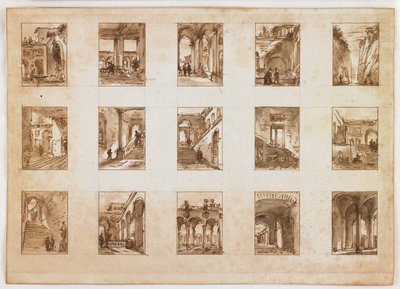 Fifteen Miniature Architectural and Italian Views by Italian School