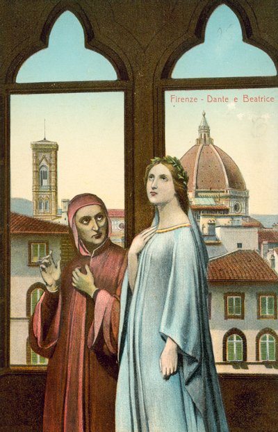 Florence, Dante and Beatrice by Italian School